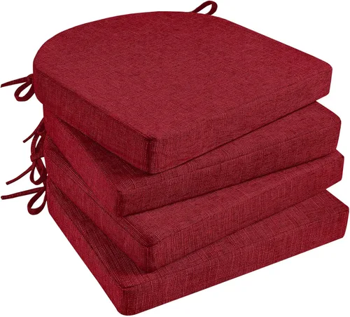 Vista 14 de Basic Beyond Cojines para sillas de comedor, paquete de 6, cojines para sillas de cocina con lazos y respaldo antideslizante, 16 x 16 pulgadas, Rojo