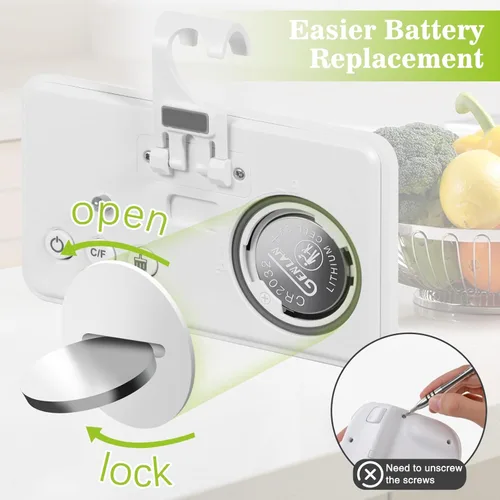 Vista 7 de Geevon Refrigerator Thermometer Digital Fridge Thermometer IP65 Waterproof with Large LCD Display,Max/Min Record Function,Magnetic Back,for