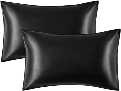 Vista 24 de Juego de fundas de almohada de satén sedosas para el cabello - Fundas de almohada con cierre de sobre - Frescas y fáciles de lavar - Juego de 2