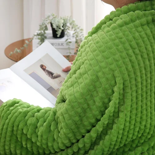 Vista 3 de Puncuntex - Manta de franela y vellón, supersuave, mullida y acogedora, con diseño de cuadrícula cuadrada, de lujo, para sofá, sillón, silla