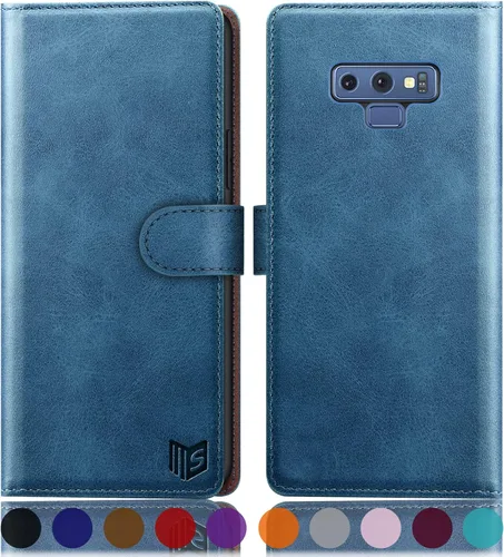 Vista 14 de SUANPOT Funda de piel tipo cartera para Samsung Galaxy Note 9 de 6.4 pulgadas con bloqueo RFID, soporte para tarjetas de crédito, funda con tapa