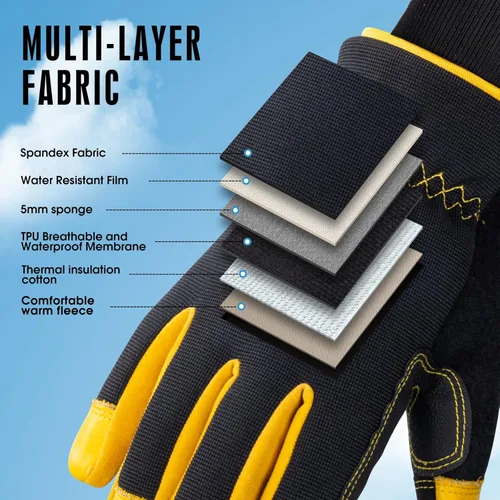 Vista 6 de Insulated Synthetic Leather Winter Work Gloves - 3M Thinsulate, Fleece-Lined, Water-Resistant