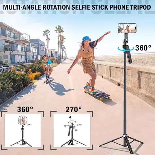Vista 5 de Trípode de seguimiento facial automático con rotación de 360 grados con soporte, soporte para trípode Android y iPhone con control remoto y gestos