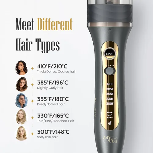 Vista 5 de Zavarea Rizador giratorio automático para cabello largo, varita rizadora de 1 pulgada para ondas de playa y rizos sueltos, rizador de pelo fácil