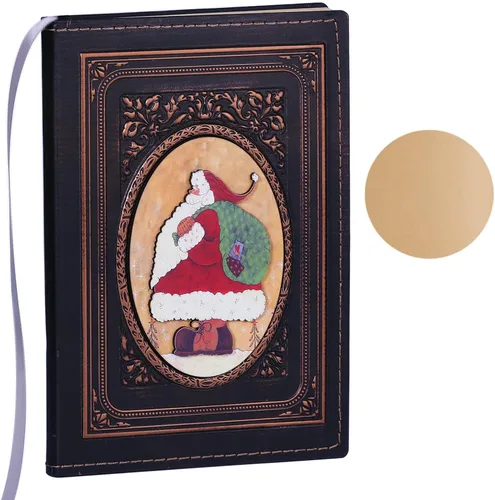 Diario sin forro – Regalo de Papá Noel de Navidad y regalo 3D en relieve de tapa dura, cuaderno de bocetos A5 en blanco, 8.4 x 5.7 pulgadas (100