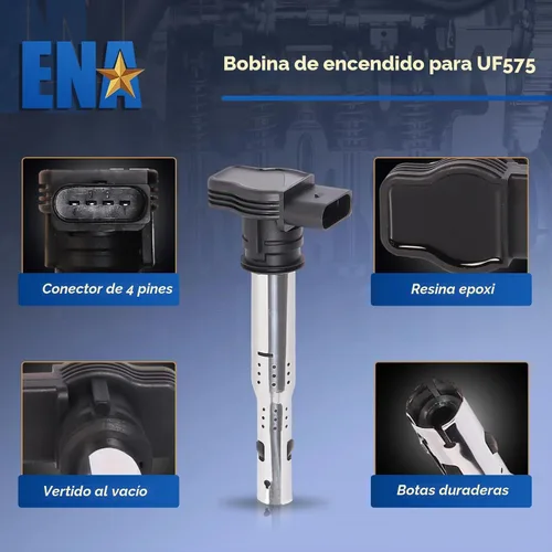 Vista 2 de ENA Juego de 4 bobinas de encendido 2005 2006 2007 2008 2009 2010 2011 2012 compatibles con Volkswagen VW Jetta Rabbit Beetle Passat Golf Tiguan A3