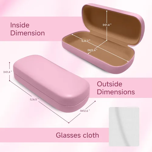 Vista 6 de Glasses Case Large Hard Shell Eyeglasses Case PU Leather Protective for glasses 6.2" L x 2.4" W x 1.4" H