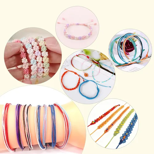 Vista 4 de FANDOL Cordón de poliéster encerado, cuerdas recubiertas de cera, impermeable, hilo redondo recubierto de cera para pulseras trenzadas, accesorios