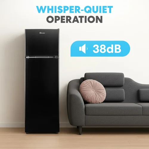 Vista 7 de Simpli-Magic Refrigerador de 10 pies cúbicos con congelador – Refrigerador compacto de doble puerta para oficina, dormitorio, garaje – Termostato