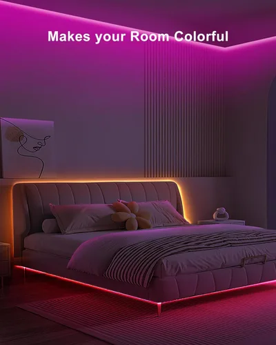 Vista 6 de Tatazone Tira de luces LED COB Bluetooth RGB de 4.92 pies con control remoto, tira de luz LED COB con aplicación inteligente regulable