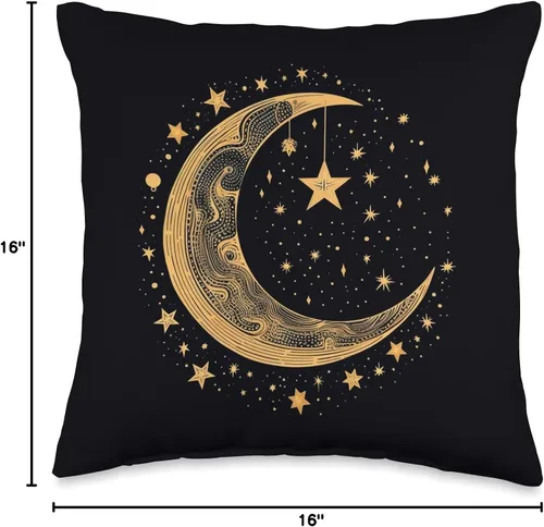 Vista 4 de Moon Sun Stars PopLove Co. Galaxy Night Sky Moon Lunar Stars Sun Love - Almohada de 16 x 16 pulgadas, multicolor