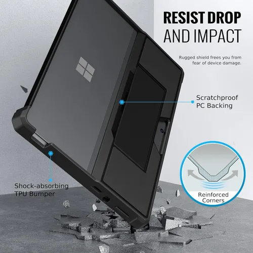 Vista 3 de MoKo Funda + calcomanía de piel sintética para Microsoft Surface Pro 8 de 13 pulgadas con pantalla táctil de 2021, cubierta protectora resistente