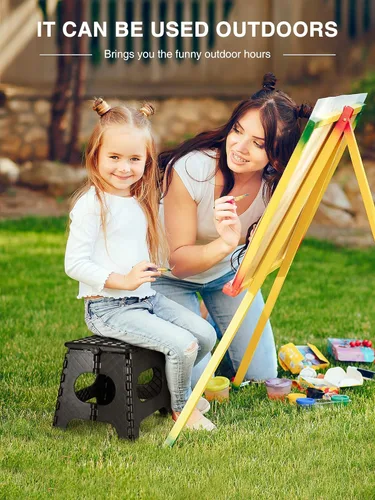 Vista 154 de Dyforce Taburete plegable de 9 pulgadas, taburete para niños, taburetes resistentes para adultos, taburetes de pie compactos, taburetes ligeros