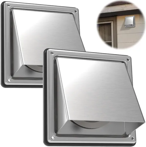 Vista 10 de ForoGore - Rejilla de ventilación de secadora de 4 pulgadas de metal para exterior, con solapa de goma acolchada sin retorno, extractor de pared