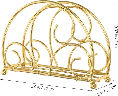 Vista 2 de HANABASS Napkin Holder for Kitchen Counter Metal Napkin Dispenser with Weighted Arm Rustic Gold Iron for Home Restaurant Outdoor Table Use