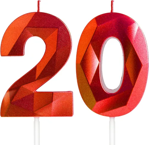 Vista 192 de Velas Número 1, Velas de Primer Cumpleaños, Vela Roja de Feliz Cumpleaños para Pastel, Decoraciones de Cobertura de Pastel de Diseño 3D para Niñas