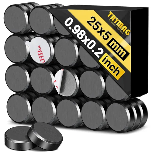 Vista 8 de TRYMAG Pequeños imanes de cerámica de 0.709 x 0.197 in para manualidades con respaldo adhesivo, 150 unidades de círculo plano de disco redondo