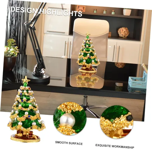 Vista 8 de EXCEART Christmas Tree Trinket Organizer 2 Pcs Jewelry Box Retro Decor Bling Decor Christmas Decor Decorative Tabletop Christmas Tree Collectible