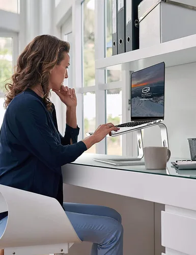 Vista 8 de SOUNDANCE Soporte para laptop, elevador de computadora de aluminio, elevador ergonómico para computadoras portátiles, soporte de metal compatible
