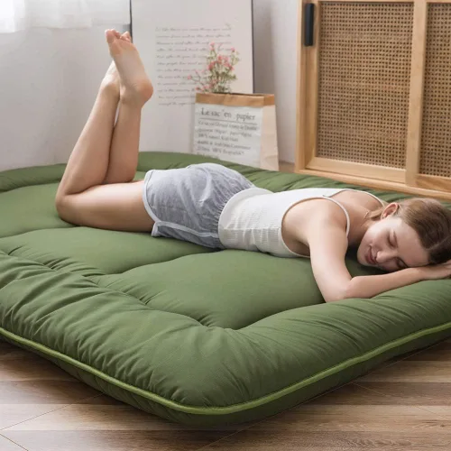 Vista 116 de Colchón futón japonés de piso gris constelación, de piso tatami, portátil, para acampar, para niños, sofá cama plegable enrollable con protector