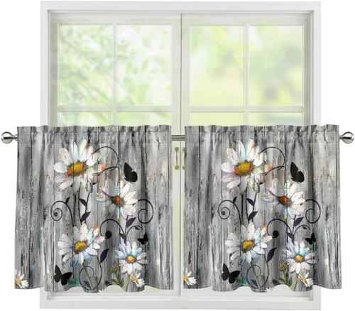 Vista 43 de Highland Cow Curtain Tiers for Valentine's Day Small Window Curtains Room Darkening 27.5'' X 24' 2 Panels