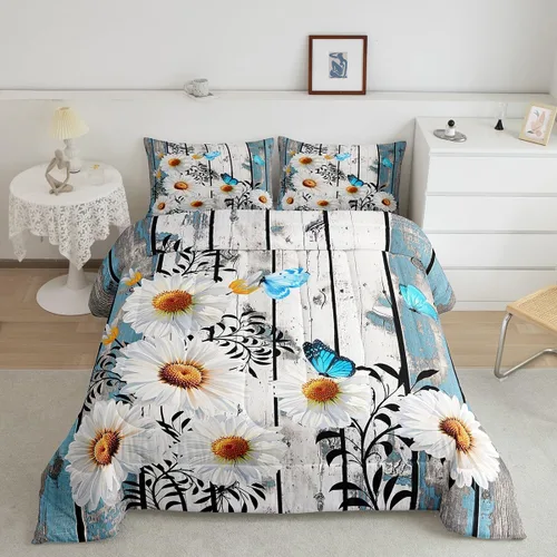 Vista 31 de Feelyou Juego de ropa de cama con diseño de arco iris, juego de edredón para niños, niñas, decoración de notas musicales, edredón de microfibra