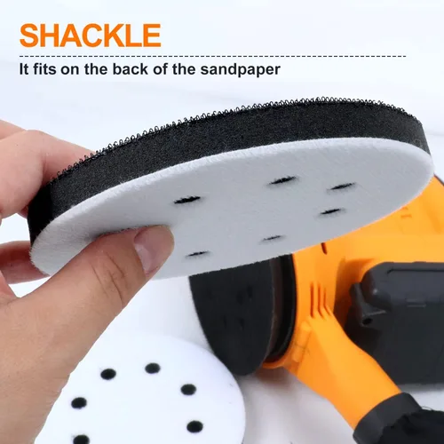 Vista 4 de POLIWELL Almohadilla de Interfaz de 5 Pulgadas con 8 Agujeros, Almohadilla de Espuma para Lijadora Orbital de 5 Pulgadas, Almohadillas de Esponja