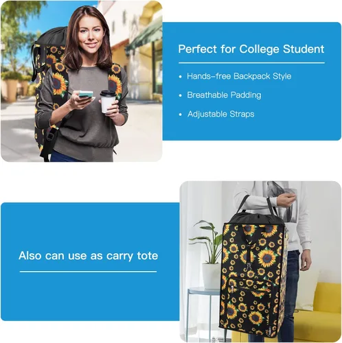 Vista 3 de Bukere Cesta de lavandería, extra grande 2 en 1, bolsa de lavandería para estudiantes universitarios, artículos esenciales para el dormitorio