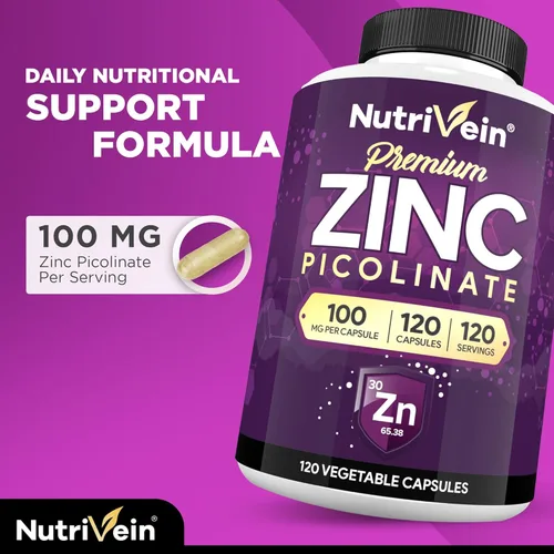 Vista 4 de Nutrivein Paquete de suplementos de picolinato de zinc y berberina de alta absorción: berberina y zinc de alta absorción Paquete de defensa