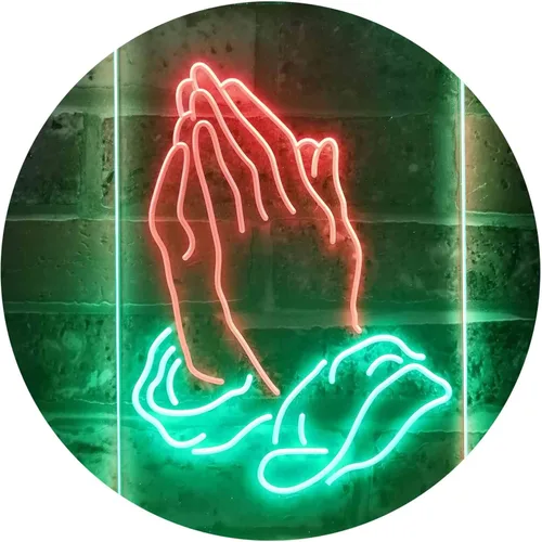 Vista 10 de ADVPRO Praying Hands Home Display Dual Color LED Neon Sign Blue & Red 8.5" x 12" st6s23-i3264-br
