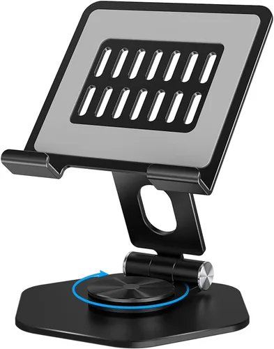 Soporte Plegable de Aluminio para Tableta para Escritorio, Soporte Giratorio de 360° para iPad y Tableta – Soporte de Escritorio Portátil y Estable