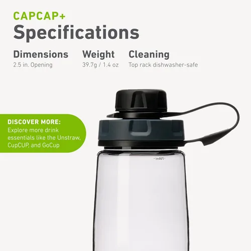 Vista 5 de humangear capCAP+ Convierte aberturas de boca ancha Apertura fácil y segura Material apto para alimentos Tapa de accesorio para botella