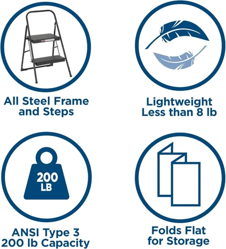 Vista 5 de Cosco - Taburete ligero de dos escalones para el hogar, para alcanzar y limpiar fácilmente - Puntas de patas que no dejan marcas, escalones