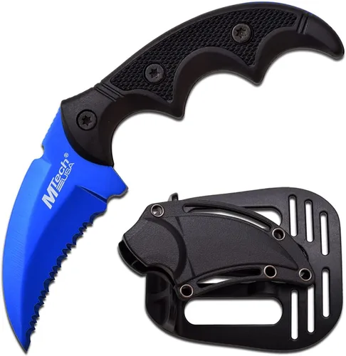 Vista 5 de MTech USA - Fixed Blade Knife - Fully Serrated Stainless Steel Hawkbill Blade, Matte Aluminum Handle w/Textured G10 Insert, Includes Tactical Paddle