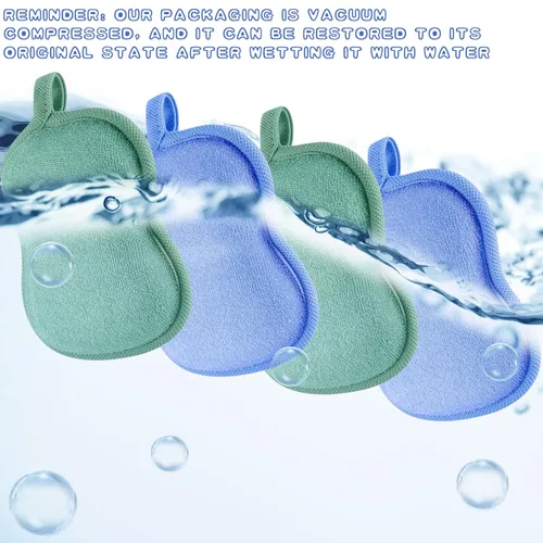 Vista 6 de Tatuo Esponja de baño para bebé, 4 piezas, esponja de algodón para bebé, esponja suave y absorbente para niños, bebés, hombres y mujeres