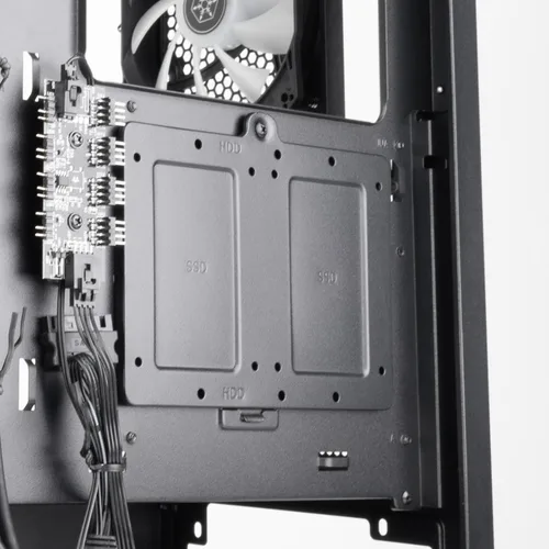 Vista 13 de Silverstone Technology FARA 514X - Chasis de torre todo metálico ATX negro con soporte de radiador doble, ventiladores ARGB y soporte para GPU