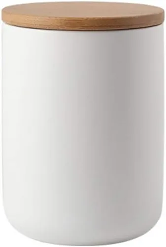 Vista 7 de MilkyWay Tarro de cerámica para almacenamiento de alimentos, diseño moderno, con tapa hermética de bambú, para té, café, especias, frutos secos