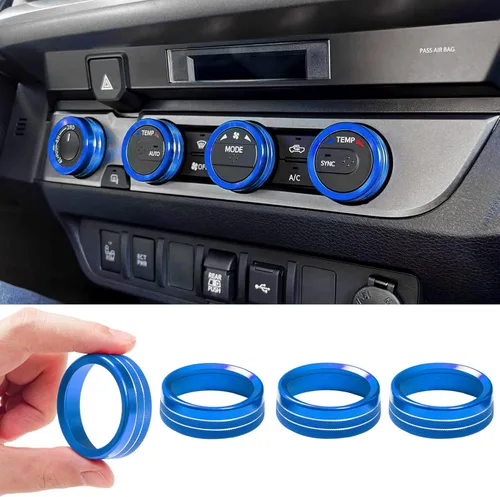 Vista 10 de JKCOVER Cubiertas de Perilla de Botón Decoradas para Interior Compatibles con Toyota Tacoma 2016-2019 2020 2021 2022 2023, Botones 4WD Temp Aire