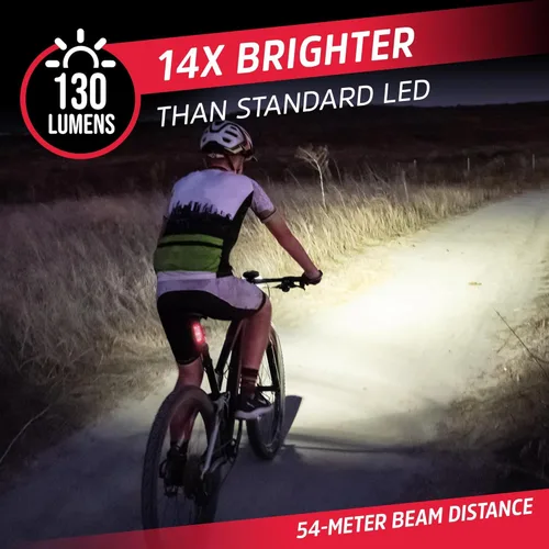 Vista 3 de Energizer - Luz de bicicleta de 130 lúmenes, resistente a la intemperie para bicicletas, baterías incluidas