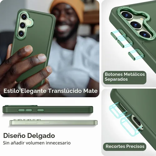 Vista 5 de Rayboen Funda para Samsung Galaxy S24 Plus, funda S25 Plus, Sensación de Piel Esmerilada Translúcida Parte Trasera de PC Duro Borde de Silicona