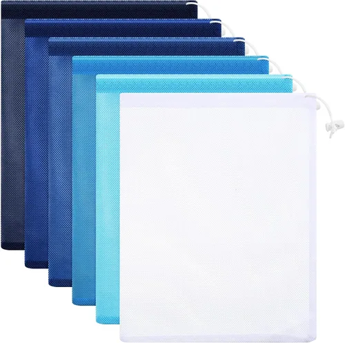 Vista 16 de Frienda 6 bolsas de malla de 11 x 15 pulgadas, bolsa de lavandería duradera de nailon con cordón para enjuagar juguetes de playa, recolección