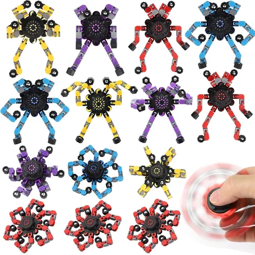 8 piezas de juguetes Fidget Spinner transformables para niños y adultos, robot transformable de cadena, spinner, juguetes giratorios de punta del