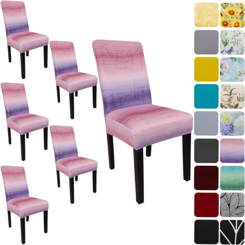 Vista 98 de Fundas para sillas de comedor, juego de 2 fundas, con patrón elástico Parsons, de elastano, extraíbles y lavables, protector para sillas de cocina