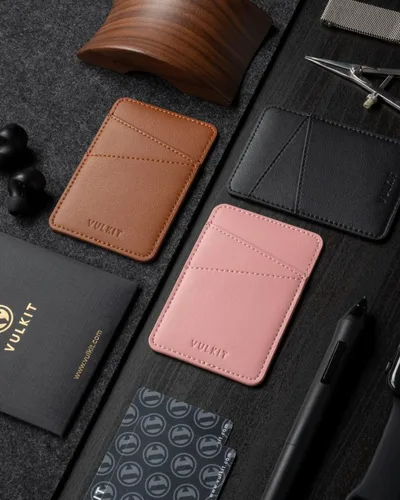 Vista 7 de VULKIT Tarjetero para teléfono Billetera de cuero adhesivo bolsillo RFID bloqueo tarjetas de crédito fundas para tarjetas de crédito Stick Back of