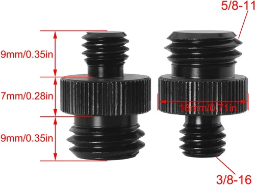 Vista 2 de Adaptador de tornillo de trípode roscado macho de 38 pulgadas a 58 pulgadas macho LUORNG 2 piezas 38 a 58-11 convertidor de rosca de montaje