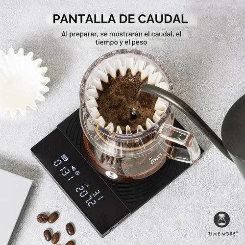 Vista 2 de Báscula de café TIMEMORE Black Mirror Basic 2 con temporizador, báscula de cocina de alta precisión de 2kg/0.1g, báscula de café expreso con función