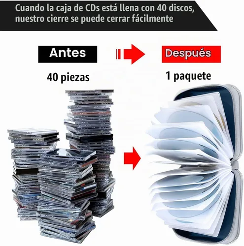 Vista 4 de Siveit Funda para CD, capacidad para 40 unidades, para CD/DVD, cartera, de plástico duro, para discos de DVD, carpeta de almacenamiento