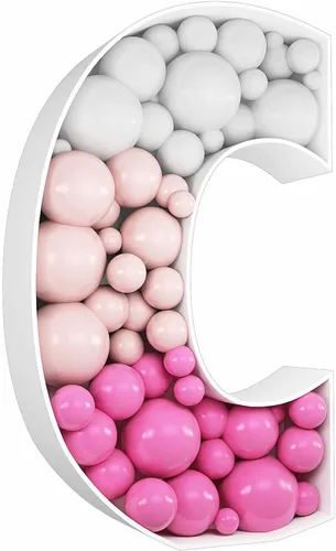 Vista 17 de Kit de bricolaje de letras de globos mosáicos de 2 pies de alto, letra A, letras rellenables con marco para decoración de fondo de fiesta