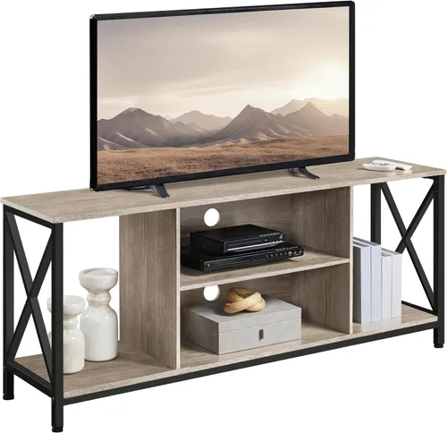 Vista 11 de Yaheetech Soporte de TV para TV de 65 Pulgadas, Centro de Entretenimiento Multimedia con Estantes de Almacenamiento para Sala de Estar, Mesa