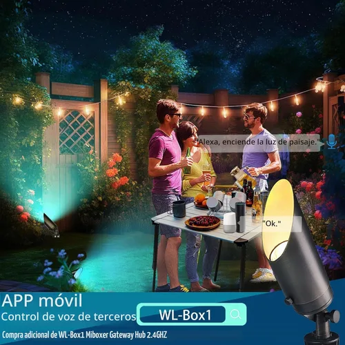 Vista 4 de Iluminación de paisaje RGB iYogaled, foco al aire libre, control remoto